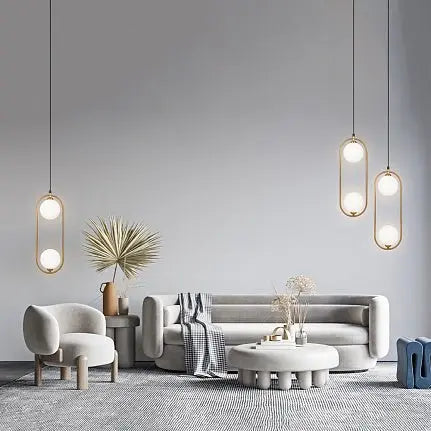 Modern Design Pendant Lamp with Opal Glass Diffusers and Brass Finish – Ring | Maytoni