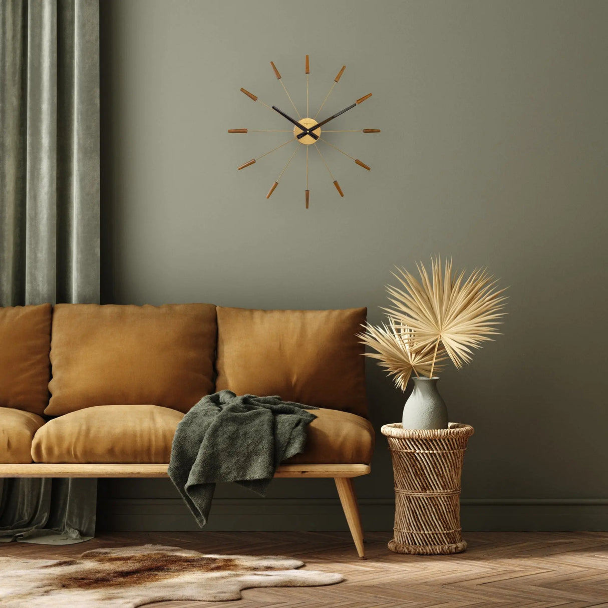 Wanduhr – Walnussholz, Stahlstifte, Stilles Werk - Plug Inn | NeXtime