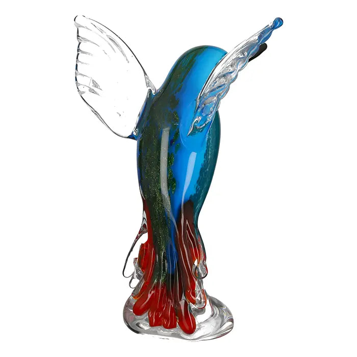 Figur – Blauer Vogel, Roter Akzent, Klares Glas - Eisvogel | Gilde