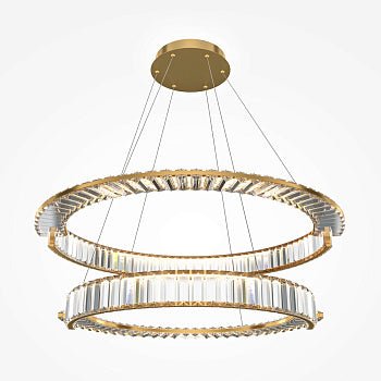 Pendelleuchte mit goldfarbener Metallbasis und asymmetrischer Kristalldekoration im luxuriösen Design – Krone | Maytoni - Esszett Luxury | Stilvolles Wohnen mit Charakter