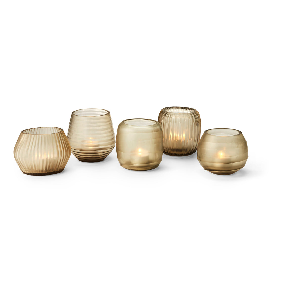 Teelichthalter mundgeblasenes Glas, handgeschliffene Kanten, abgestimmtes Set – Terra | Philippi