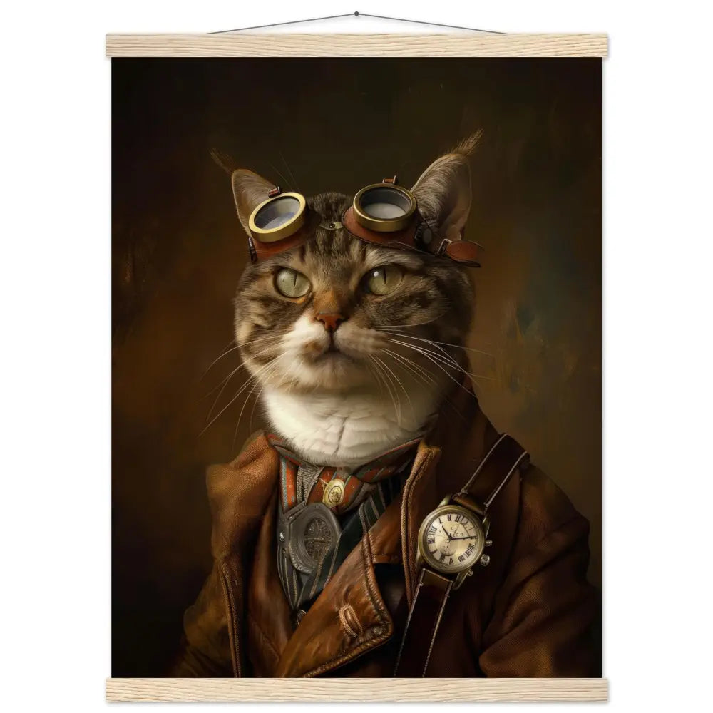 Schulposter – Azteekische Katze, Steampunk-Outfit, Brille | St Tropez Art