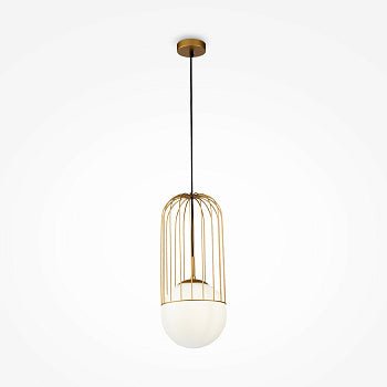 Pendelleuchte mit goldfarbener Metallbasis und weißem Glasdiffusor im modernen Design – Telford | Maytoni - Esszett Luxury | Stilvolles Wohnen mit Charakter