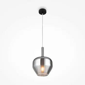 Pendant lamp with smoke-colored mirrored double shades, black metal base and dimmable LED – Duality | Maytoni