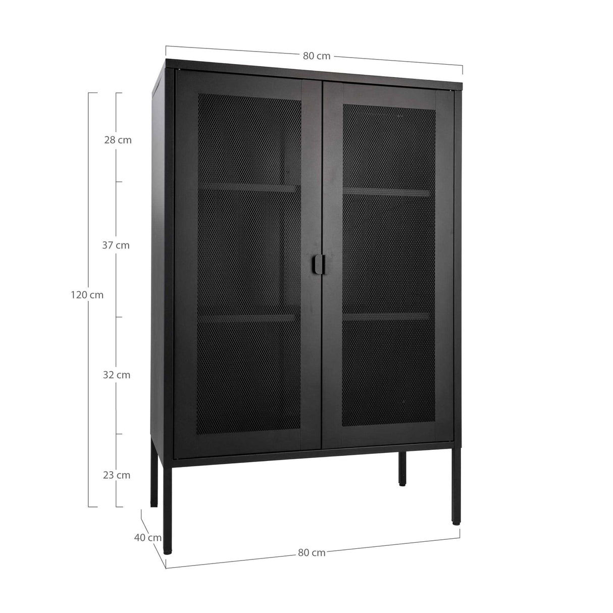 Display Cabinet – Steel Material, Mesh Doors, Black Colour, Industrial Airy – Melbourne | House Nordic