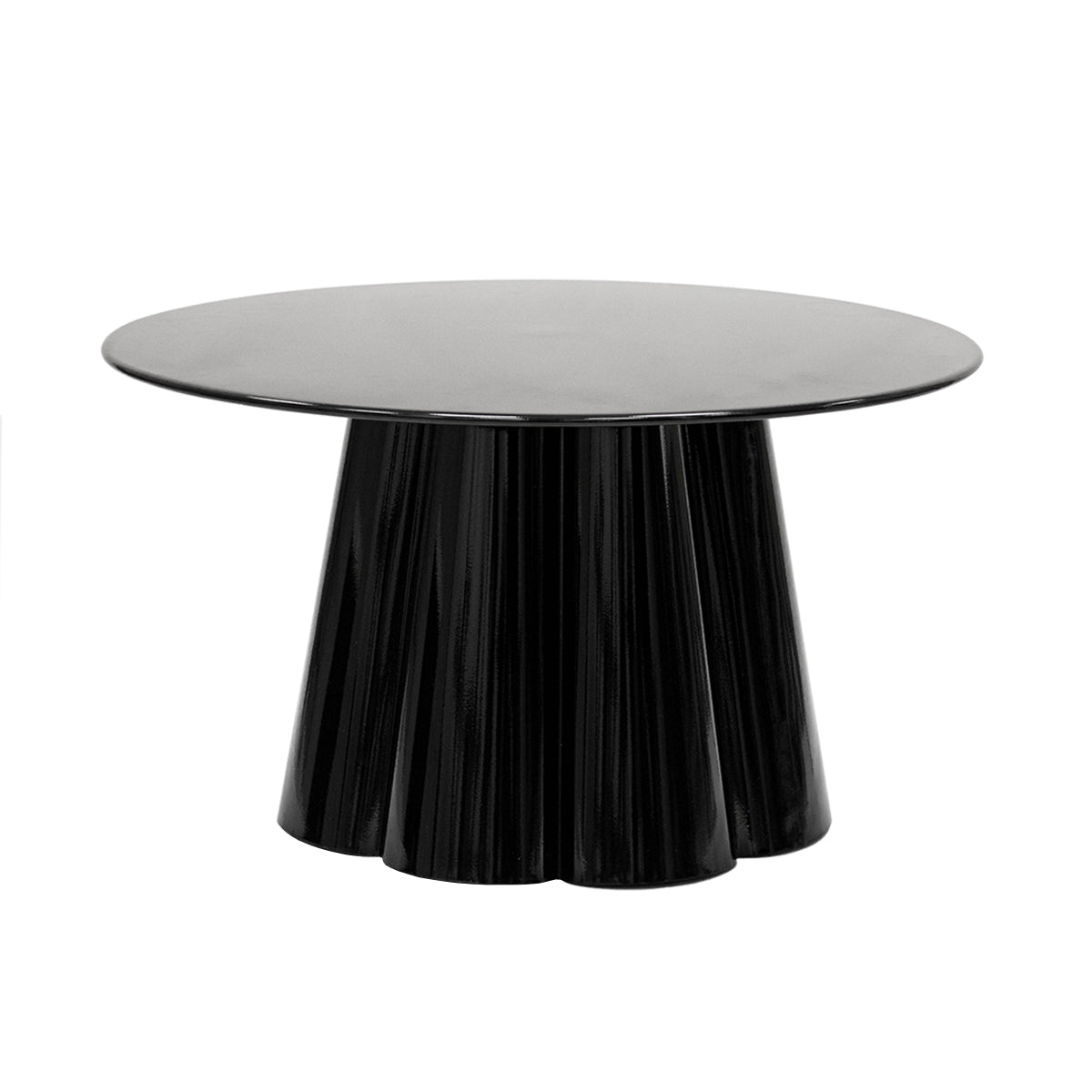 Side Table Sculptural Wave Design Round Premium Surface High-Quality Glossy Metallic Look L – Ida | Kick Collection