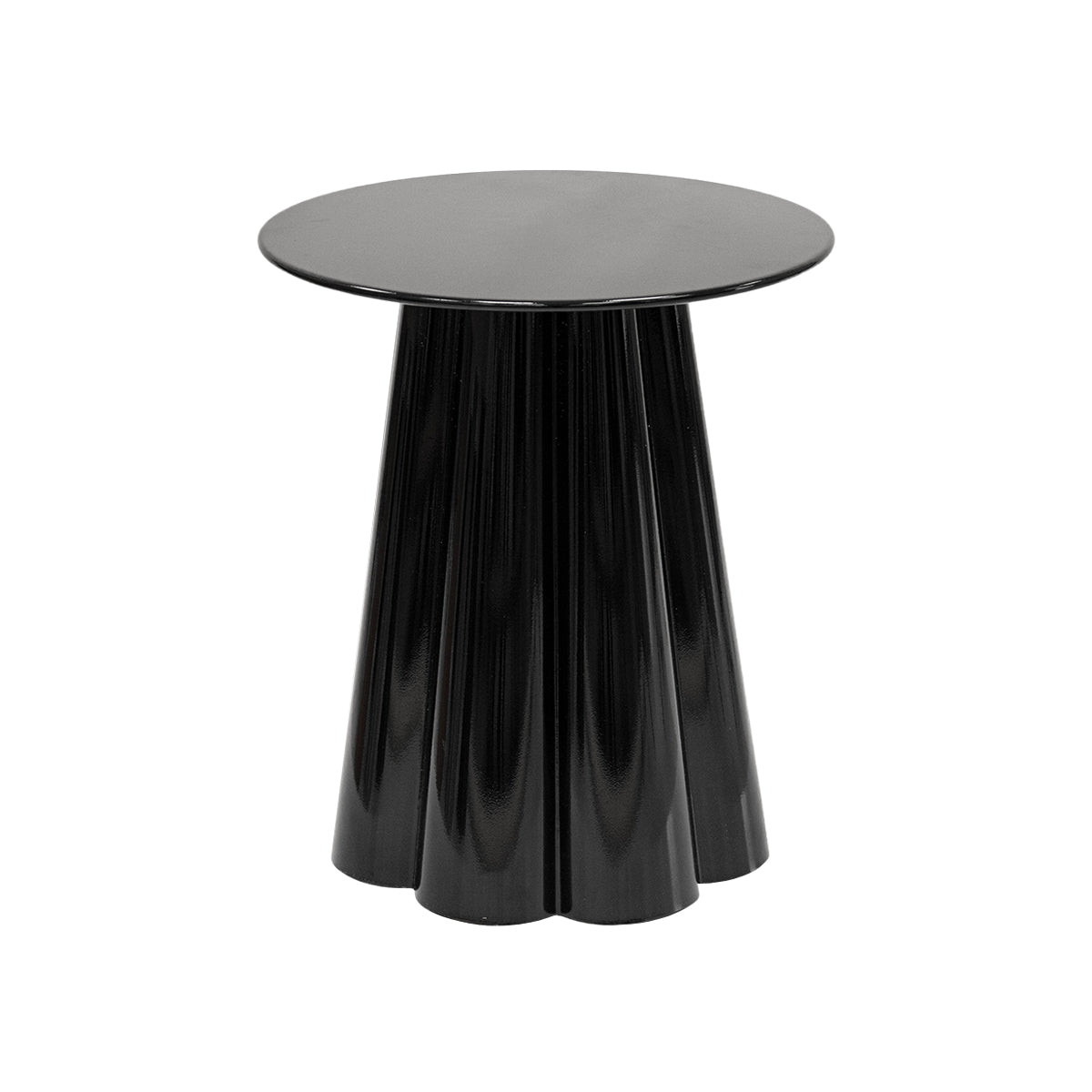 Beistelltisch – Skulpturales Blumendesign, Glänzende Oberfläche, Schwarz Ton, M - Ida | Kick Collection