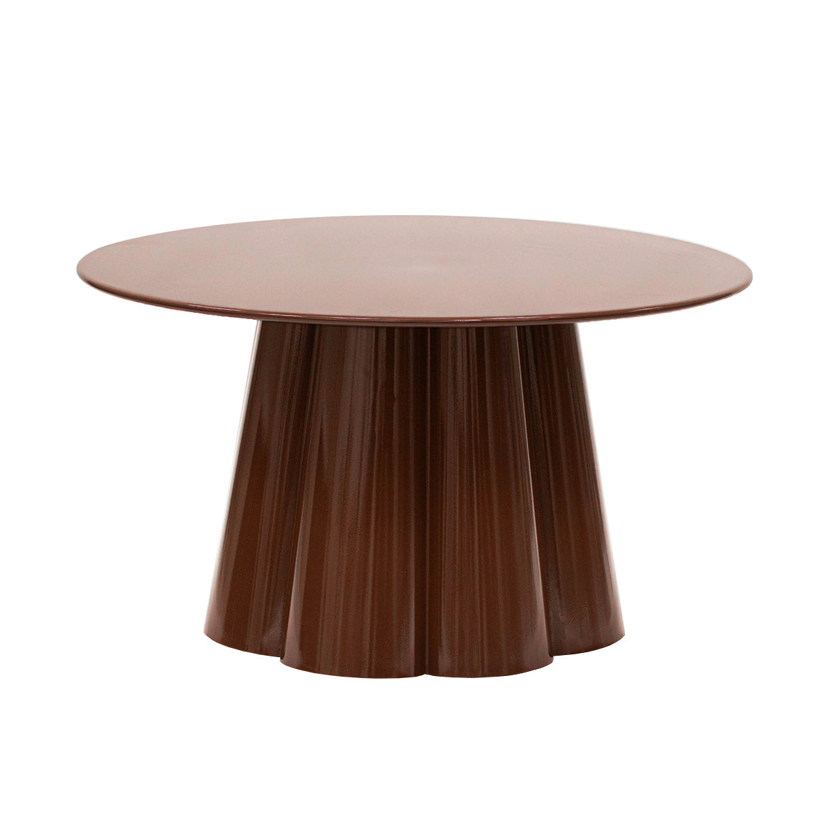 Beistelltisch – Skulpturales Blumendesign, Glänzende Oberfläche, Braun Ton, L - Ida | Kick Collection