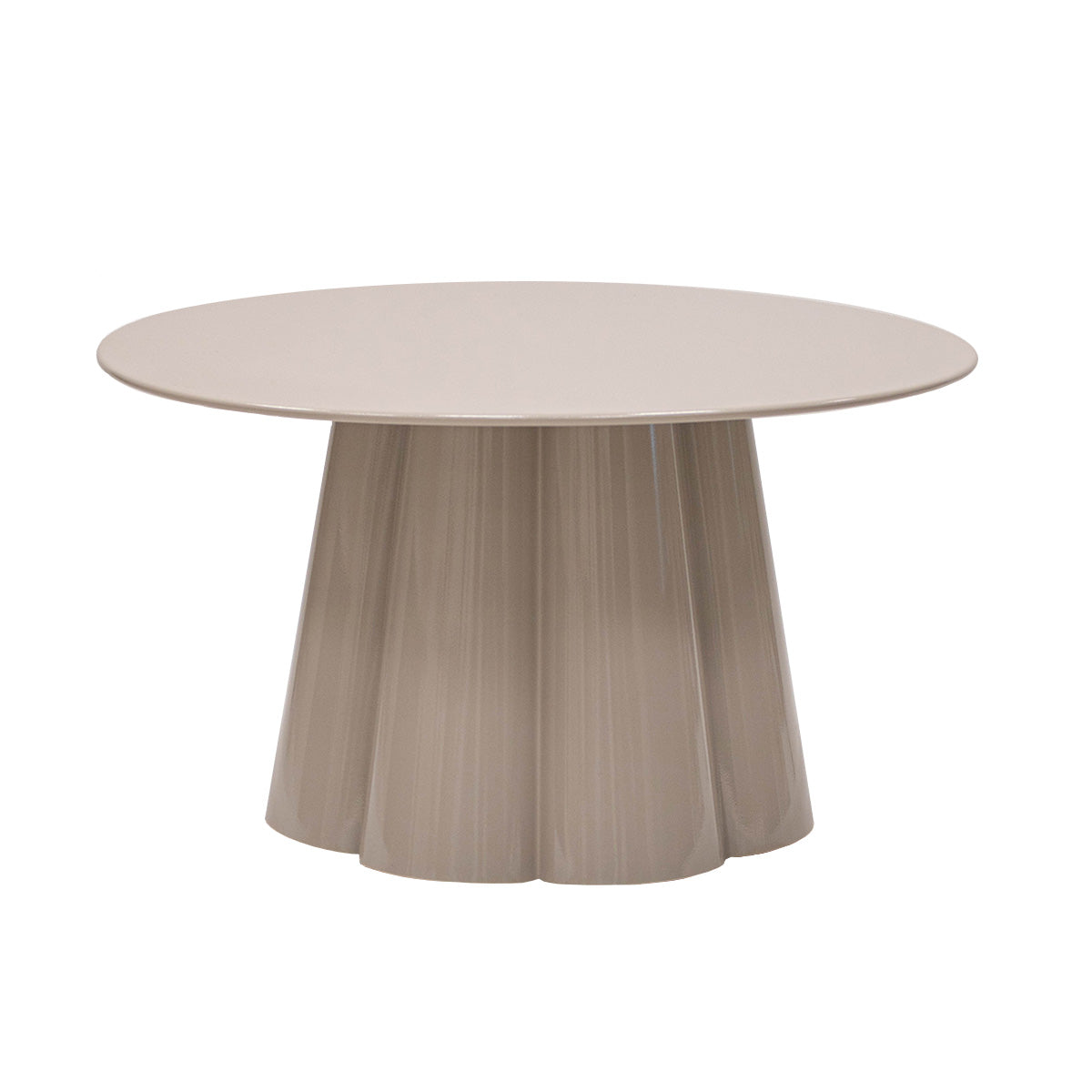 Beistelltisch – Skulpturales Blumendesign, Glänzende Oberfläche, Beige Ton, L - Ida | Kick Collection