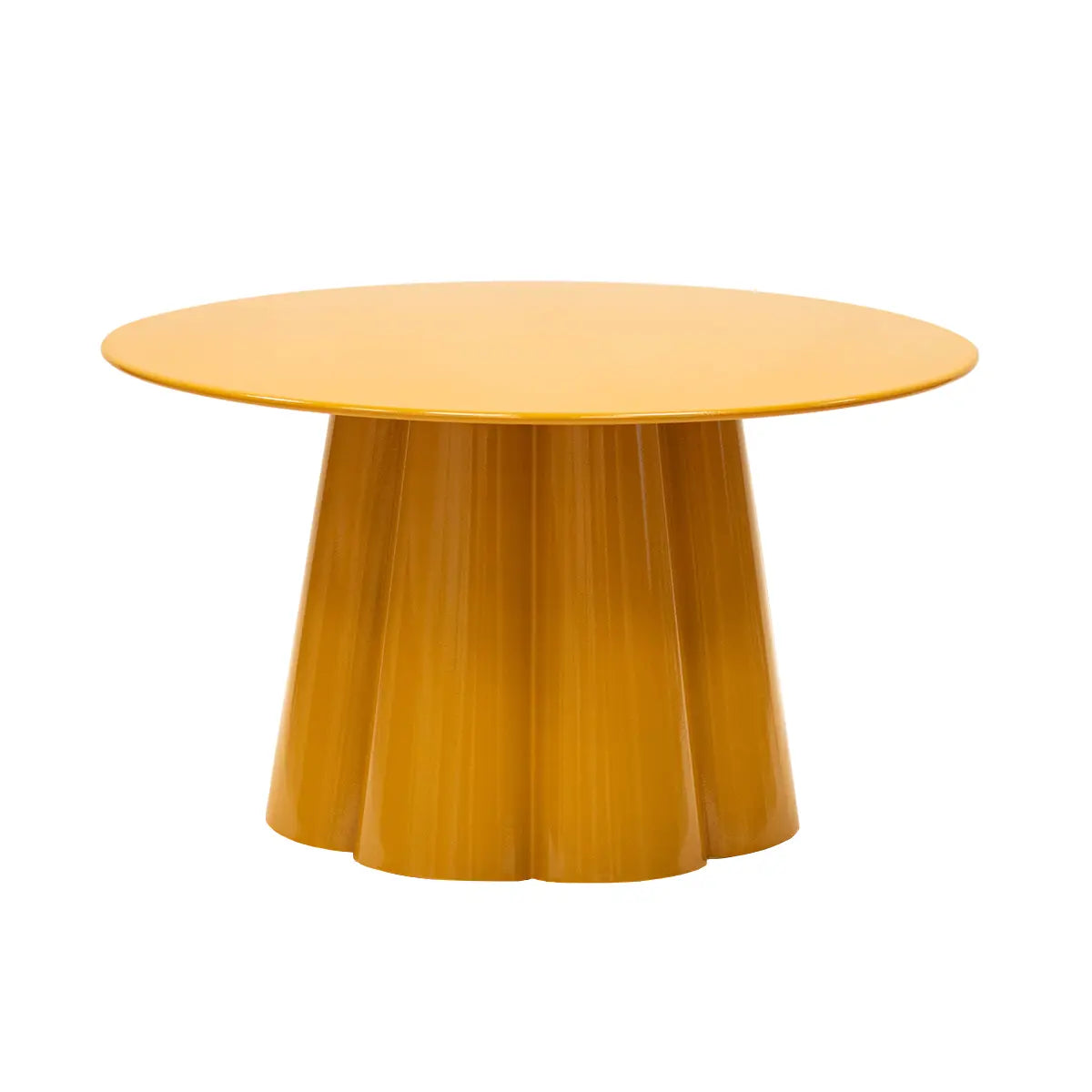 Beistelltisch – Skulpturales Blumendesign, Glänzende Oberfläche, Ockergelber Ton, L - Ida | Kick Collection