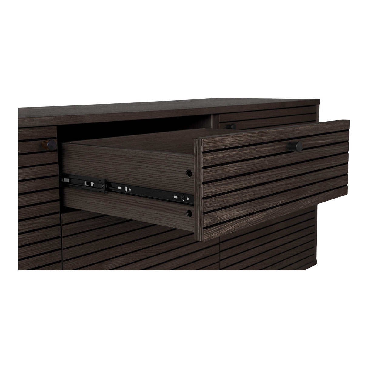Sideboard – Smoked Oak Veneer Metal, Three Drawers, Two Doors, Ample Storage – Kyoto | House Nordic