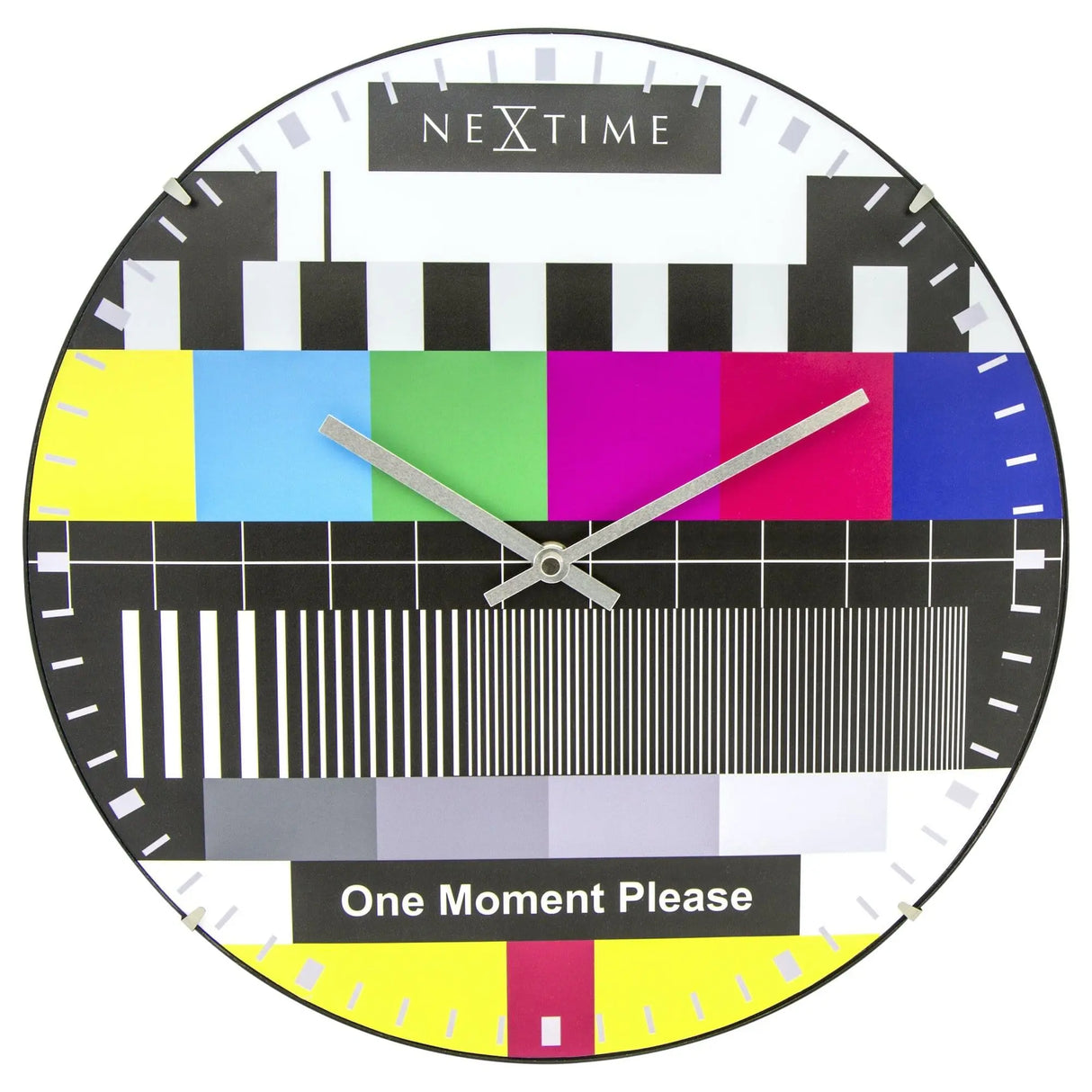Wanduhr – Lautloses Uhrwerk, Testbild-Design, Kuppelglas - Testpage Dome | NeXtime