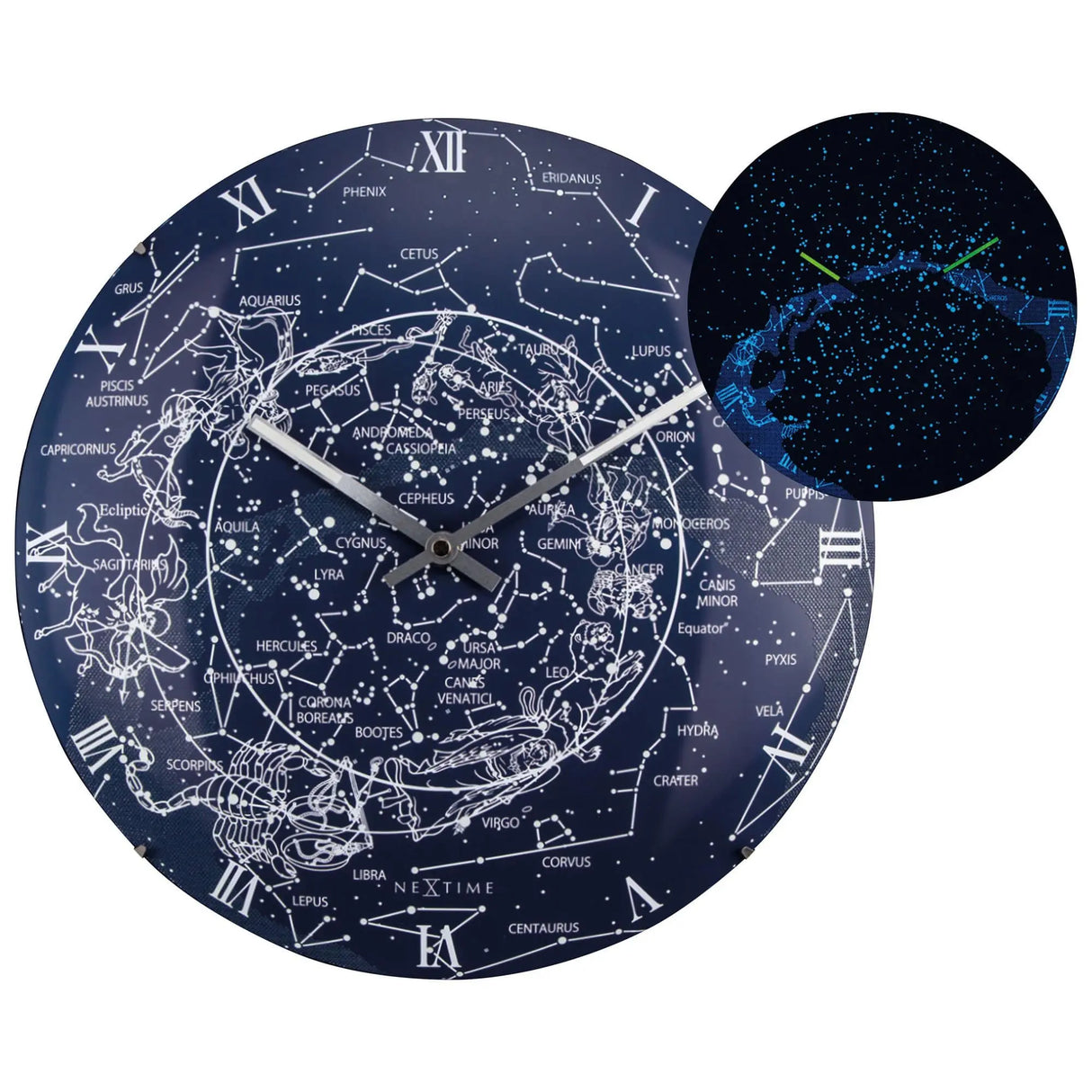 Wanduhr – Leuchtender Himmel, Gewölbtes Glas, Stilles Werk - Milchstraßenkuppel | NeXtime