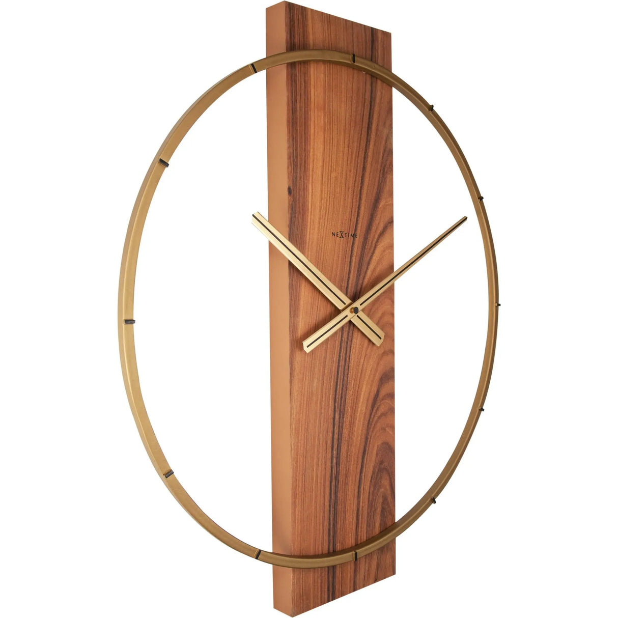 Wanduhr – Braunes Holz, Goldene Zeiger, Stilles Werk - Carl | NeXtime