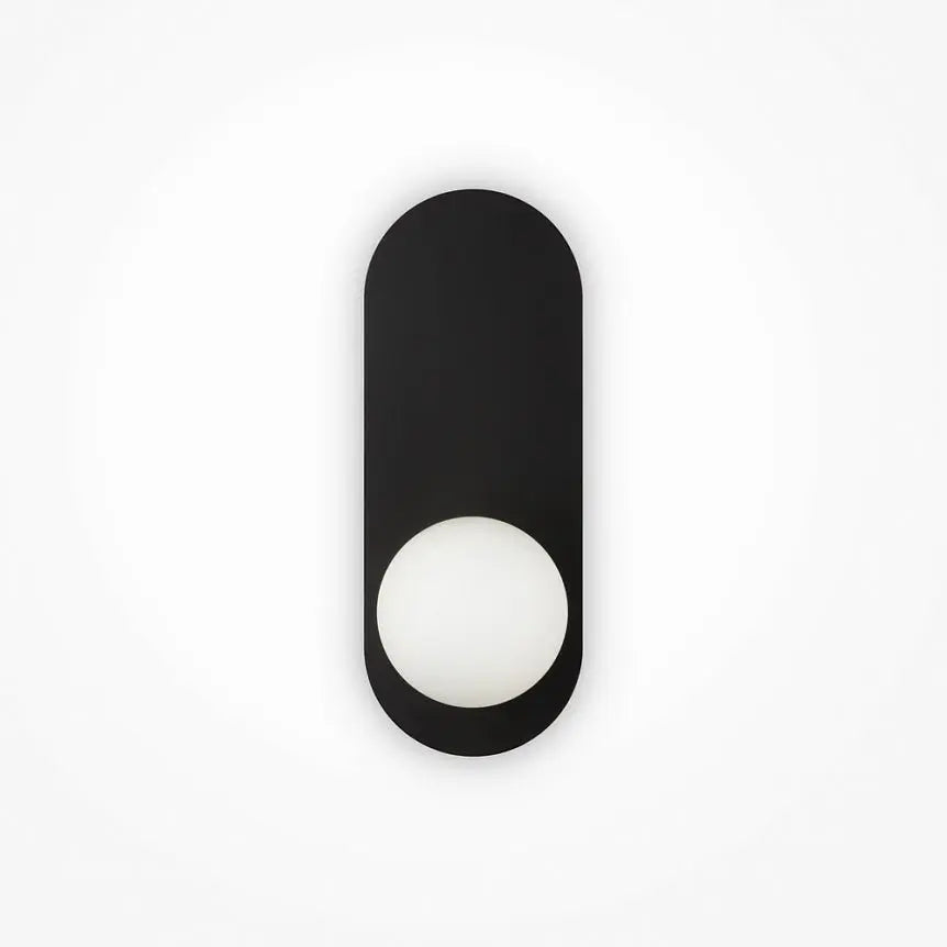 Wall light matt black, oval metal base, white opal glass dome, G9 28 W – Bao | Maytoni