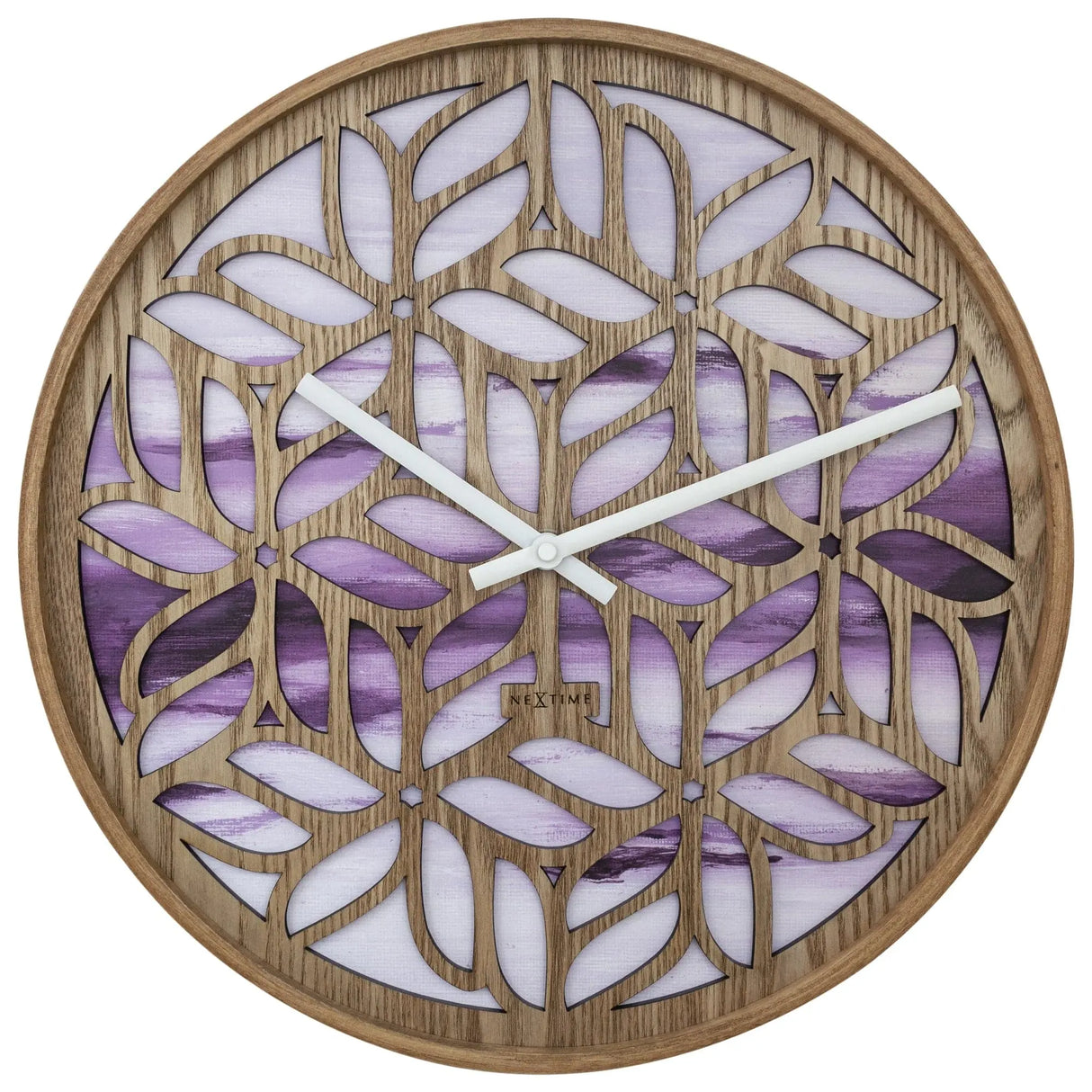 Wanduhr – Florales Holz, Sanfte Farben, Stilles Werk - Yogi | NeXtime