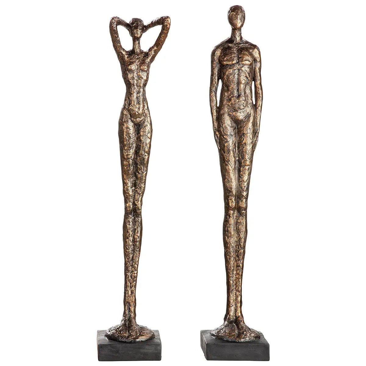 Skulptur – Bronzefarbene Struktur, Schwarzer Akzent, Höhe 60 cm - Millenium | Gilde