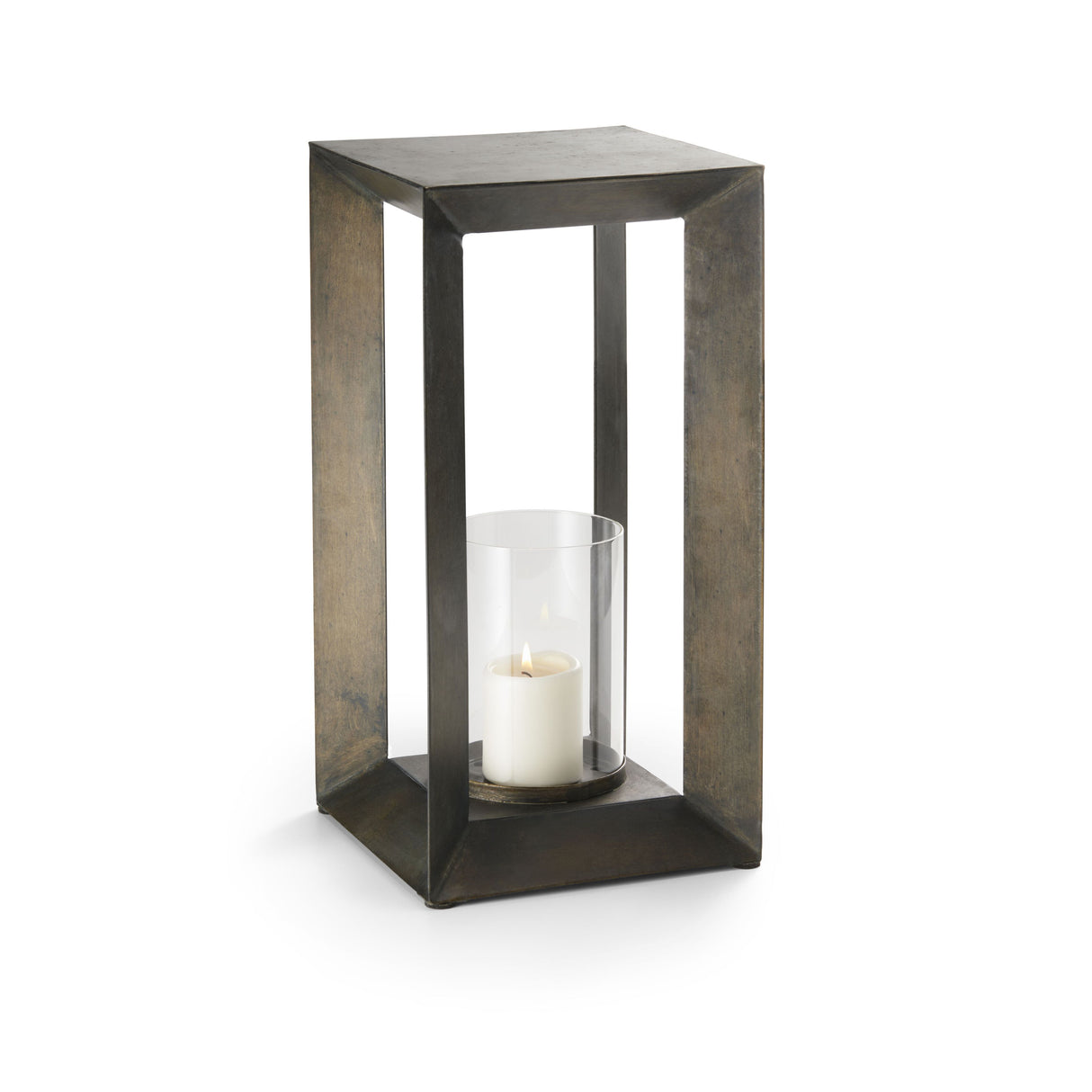 Windlicht – Metallrahmen in Bronze-Optik klarer Glaszylinder minimalistisches Design – Estate | Philippi