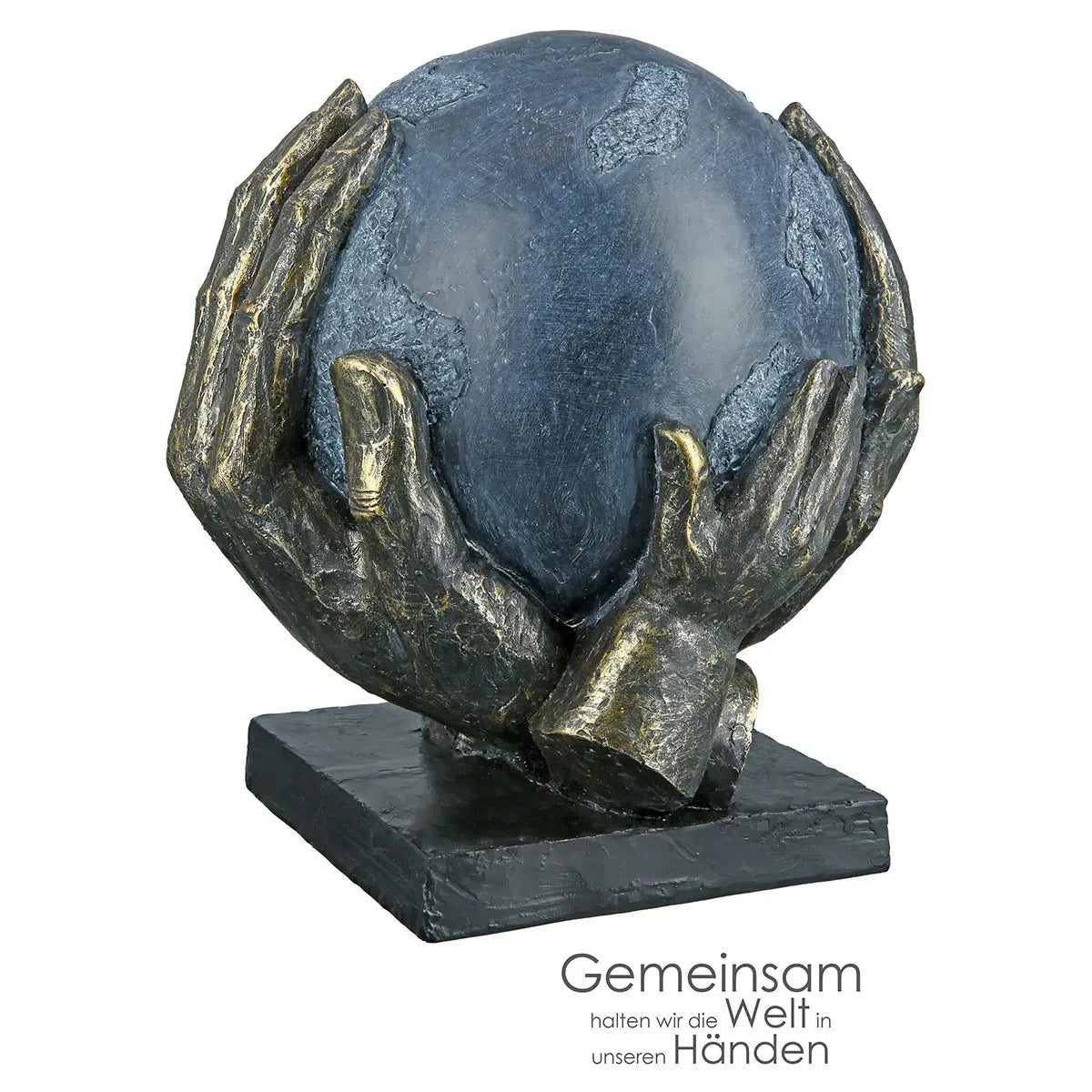 Skulptur – Bronzefarbener Ball, Graue Akzente, Höhe 19 cm - Save the World | Gilde