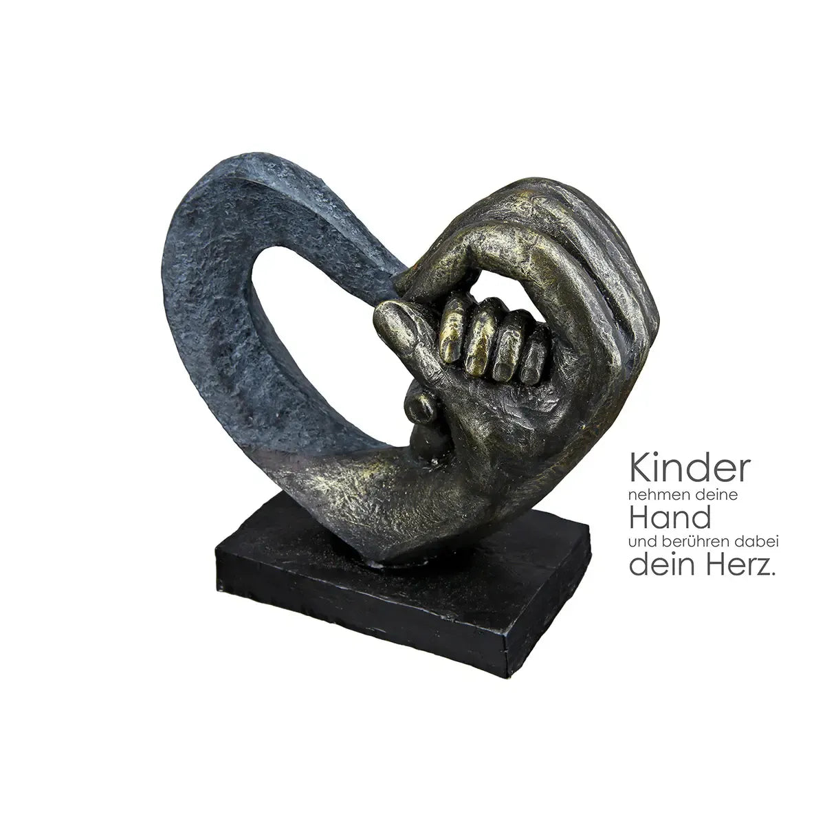 Skulptur – Bronzefarbenes Herz, Graue Akzente, Höhe 14 cm - Hands of Love | Gilde