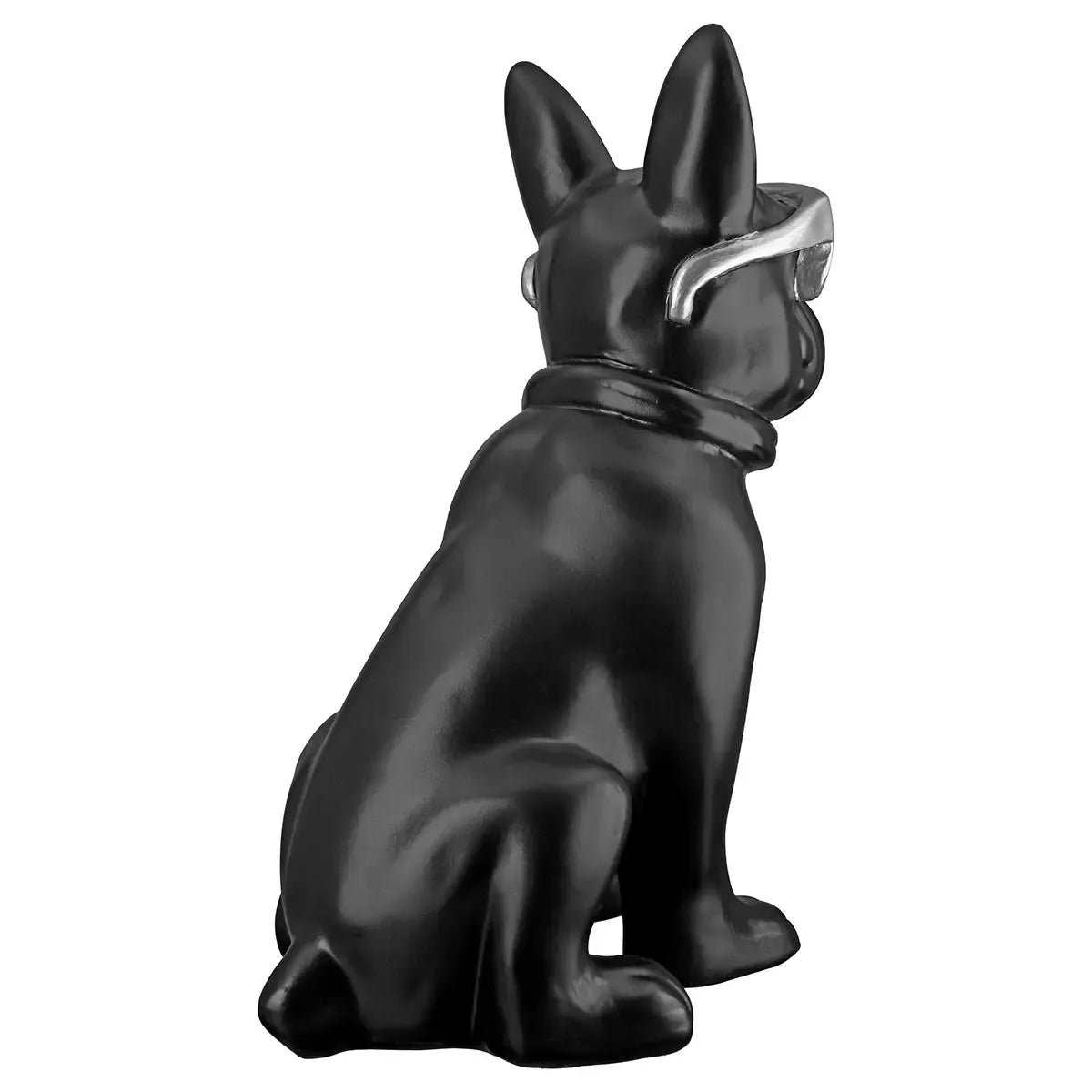 Dekofigur – Schwarze Bulldogge, Silberfarbener Akzent, Höhe 35 cm - Cool Dog | Gilde