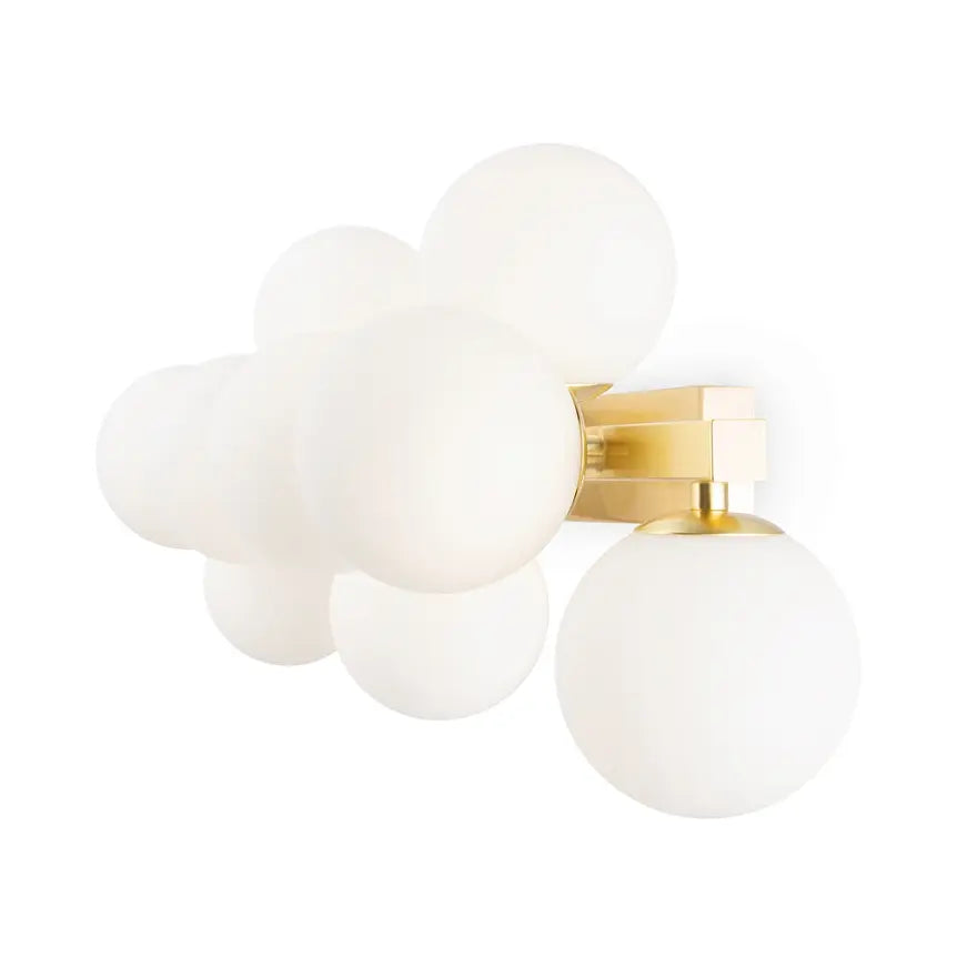 Wall lamp with satin brass finish and white opal glass spheres – Dallas | Maytoni
