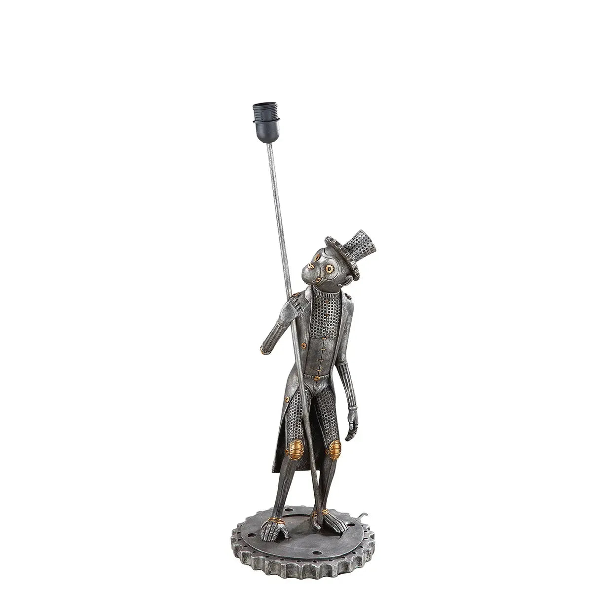 Tischleuchte – Silberner Affe, Schwarzer Akzent, Höhe 90 cm - Steampunk Monkey | Gilde