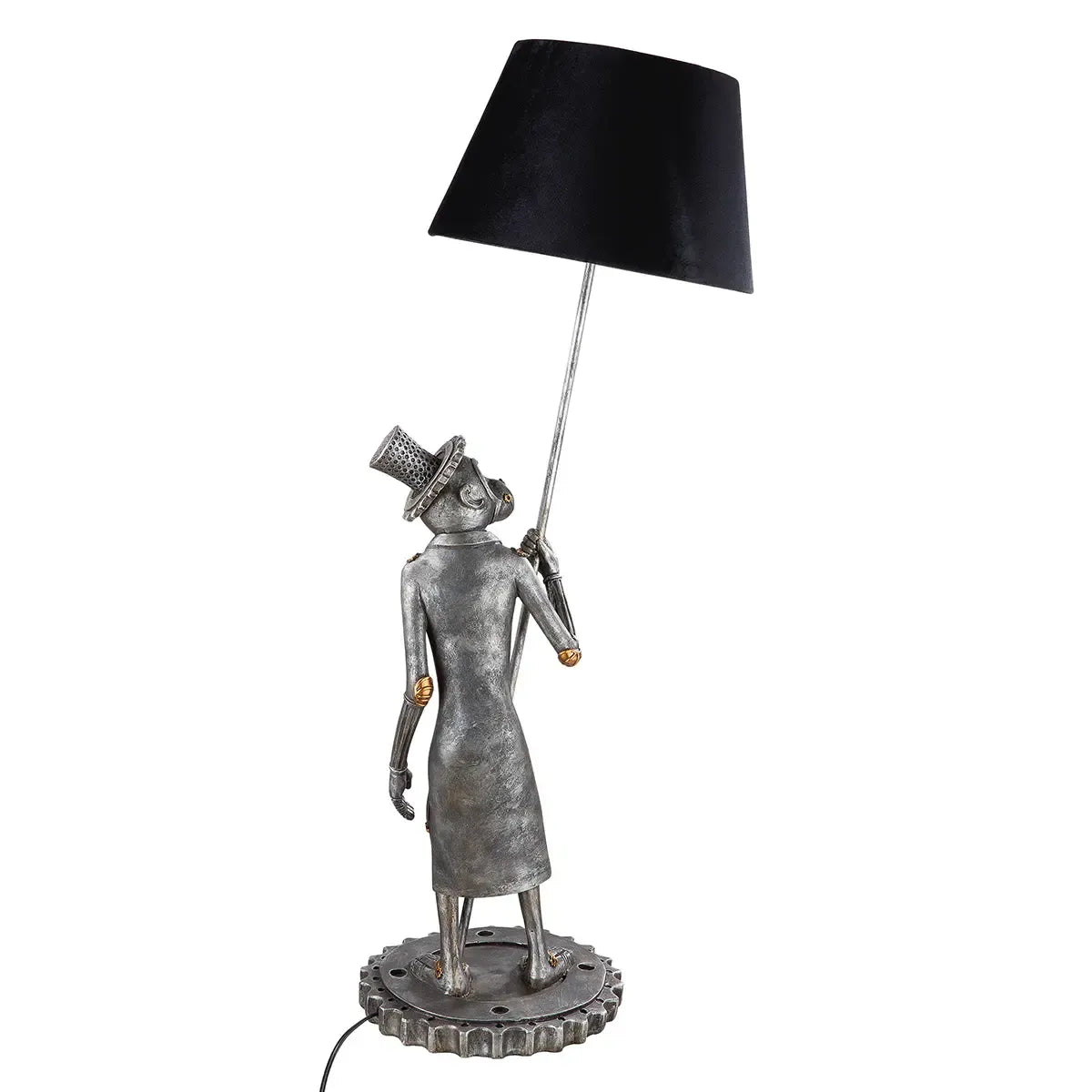Tischleuchte – Silberner Affe, Schwarzer Akzent, Höhe 90 cm - Steampunk Monkey | Gilde