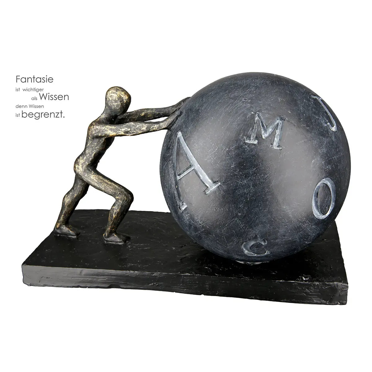 Skulptur – Antikes Finish, Bronzefarbener Akzent, Figürliches Motiv - Pushing | Gilde