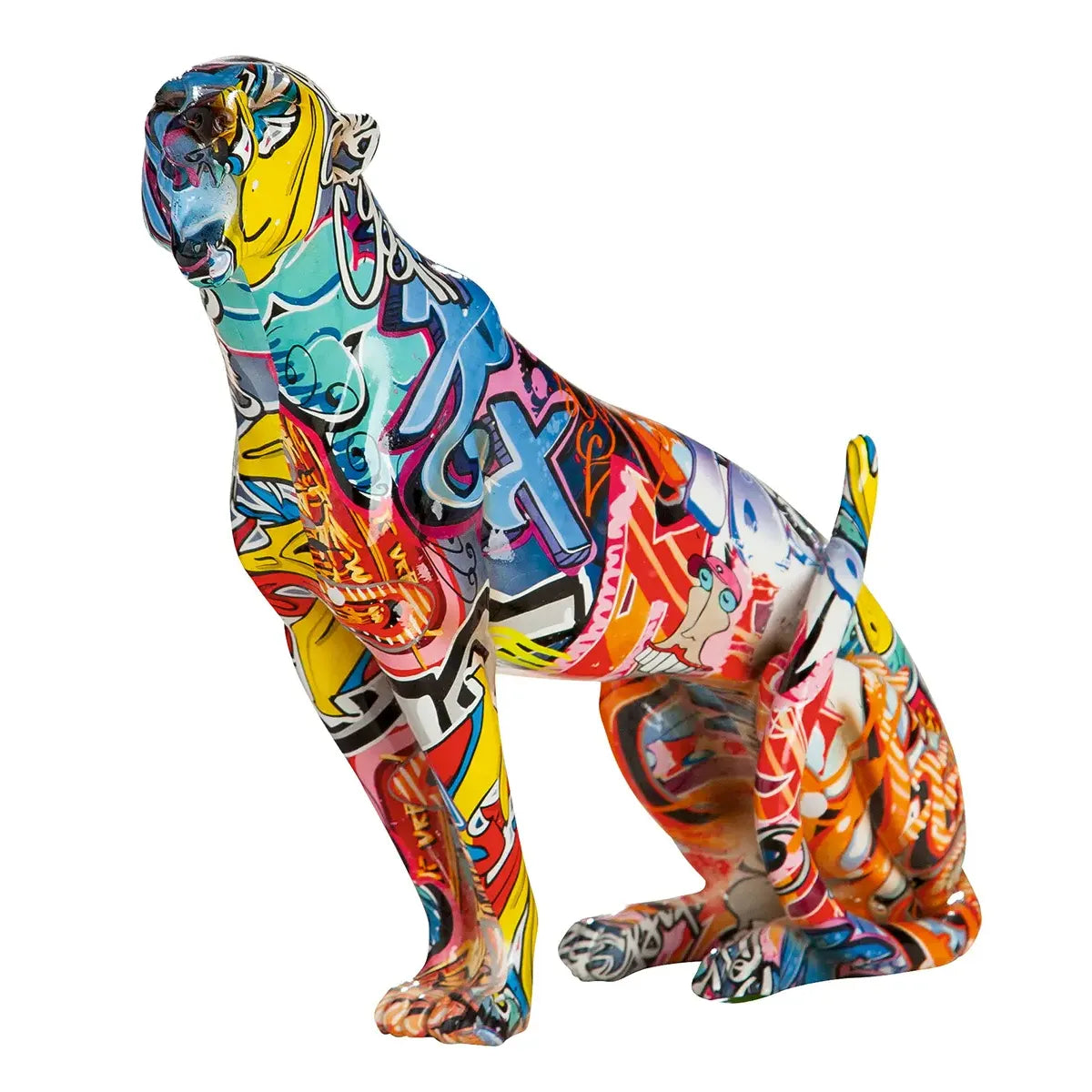 Dekofigur – Mehrfarbiges Graffiti, Gepardmotiv, Höhe 33 cm - Street Art | Gilde