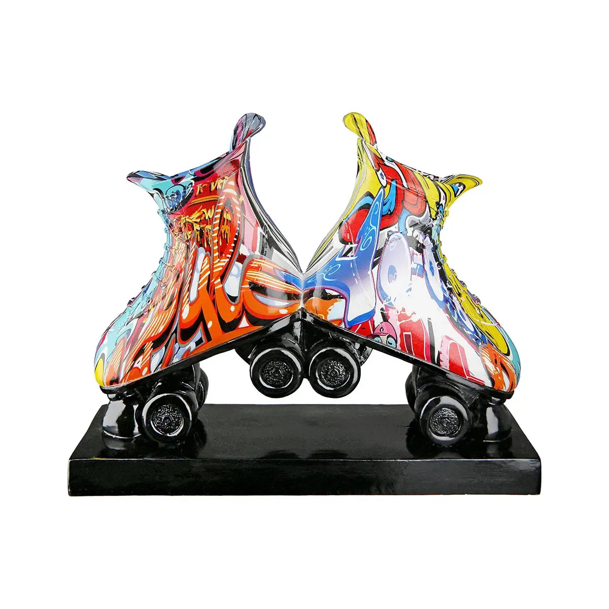 Skulptur – Mehrfarbiges Graffiti, Rollschuh Motiv, Schwarze Akzente, 21 cm - Street Art | Gilde