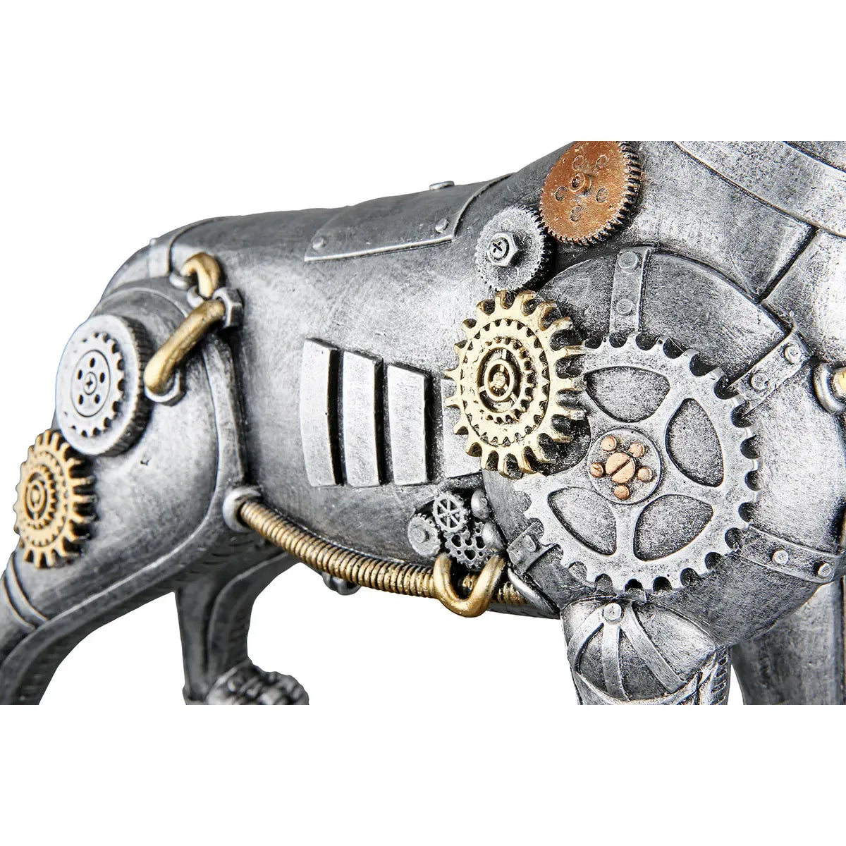 Dekofigur – Antikes Finish, Silberne Oberfläche, Goldener Akzent, 29 cm - Steampunk Pitbull | Gilde