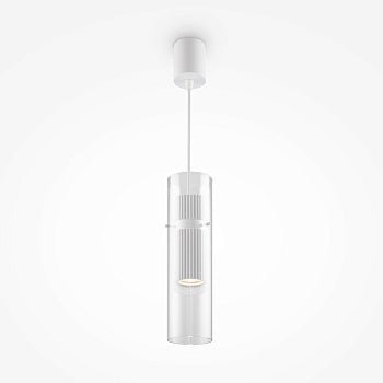 Pendelleuchte Mattweißes geriffeltes Aluminiumgehäuse Klarer Glasschirm & GU10 - Fassung – Dynamics | Maytoni - Esszett Luxury | Stilvolles Wohnen mit Charakter