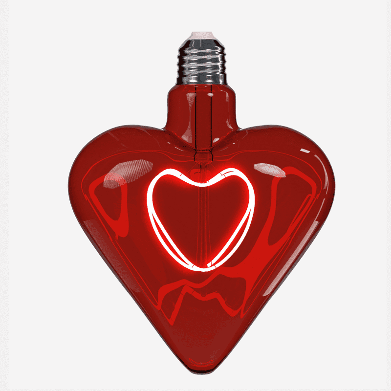 LED-Leuchtmittel – Herzform, Dekoratives Filament, Glasdesign, Rotes Licht – Heart | WERNS