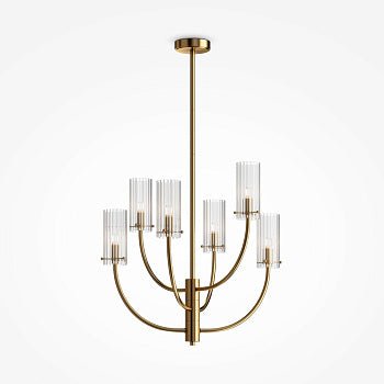 Pendelleuchte mit Messing - Finish und geriffelten Glasschirmen im eleganten Design – Arco | Maytoni - Esszett Luxury | Stilvolles Wohnen mit Charakter