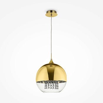 Pendelleuchte mit goldfarbener Metallbasis, transparentem Glas und Kristallakzenten im luxuriösen Design – Fermi | Maytoni - Esszett Luxury | Stilvolles Wohnen mit Charakter