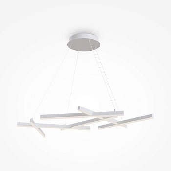 Pendelleuchte mit weißem geometrischem Metall - Acryl - LED - Design, integrierter LED und Opal - Diffusor (79 W, 3000 K) – Line | Maytoni - Esszett Luxury | Stilvolles Wohnen mit Charakter