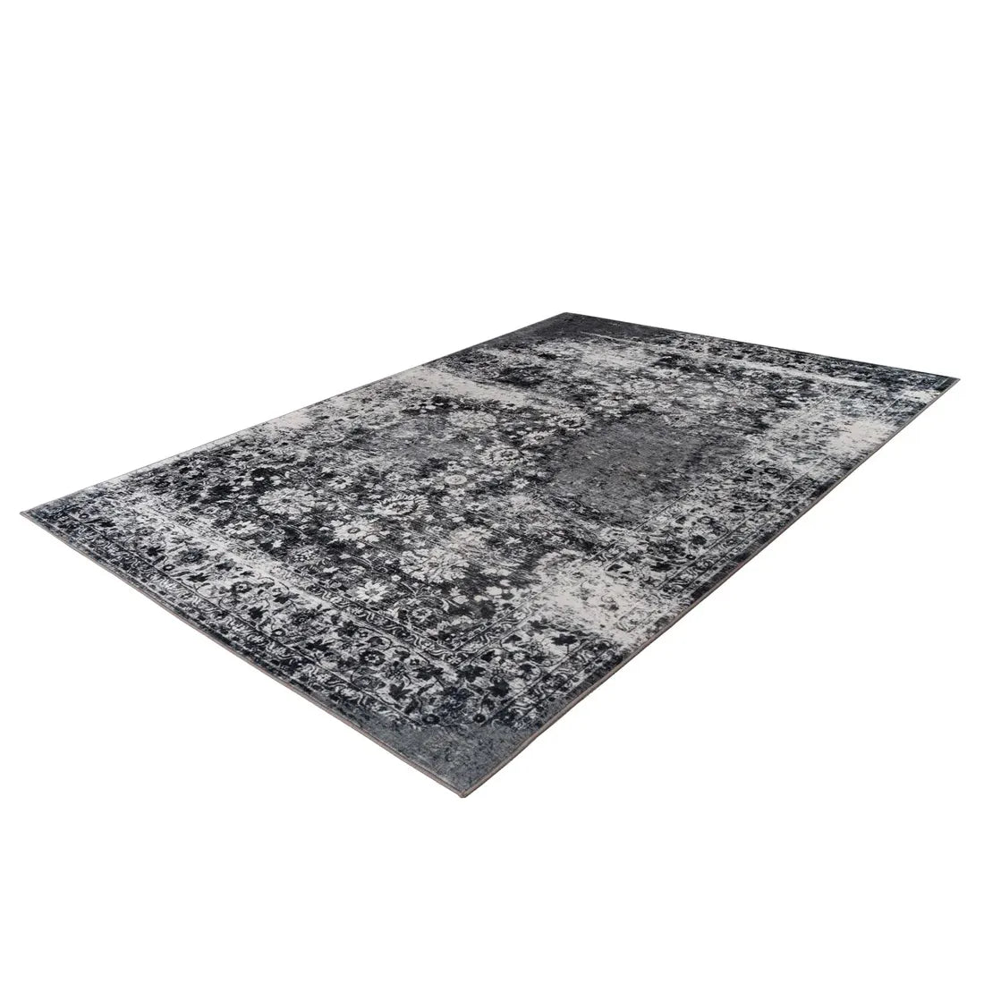 Teppich – Vintage Muster, Graue Farbgebung, Bordüren Design, 160 x 230 cm - Saphira 400 | Kayoom