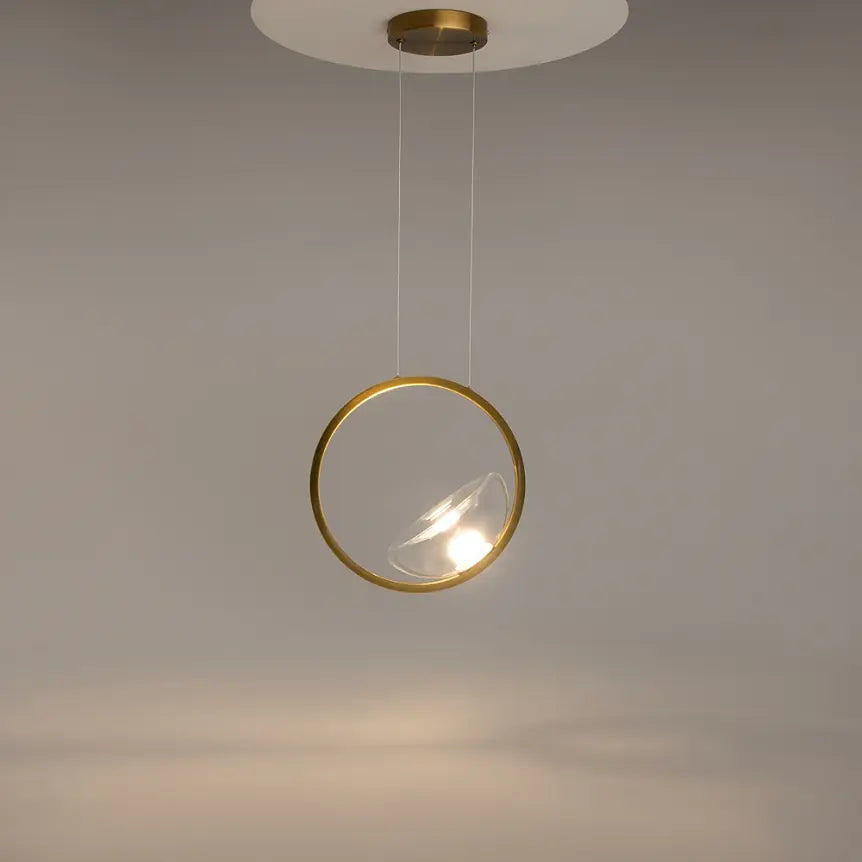 Pendant Lamp Brass-Colored Metal & Clear Glass Diffuser – Lunare | Maytoni