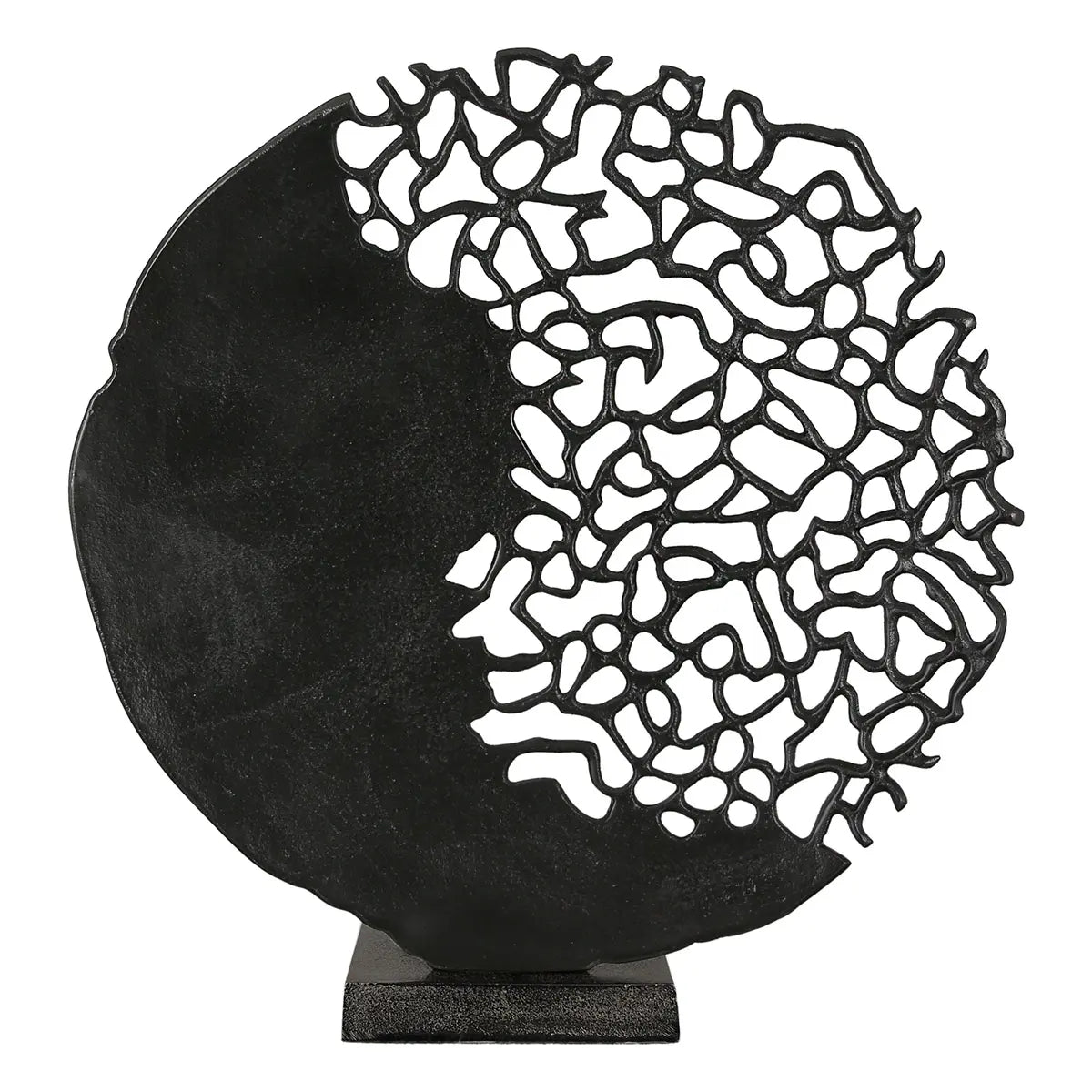Skulptur – Schwarzes Aluminium, Antikes Finish, Runde Silhouette - Osaka | Gilde