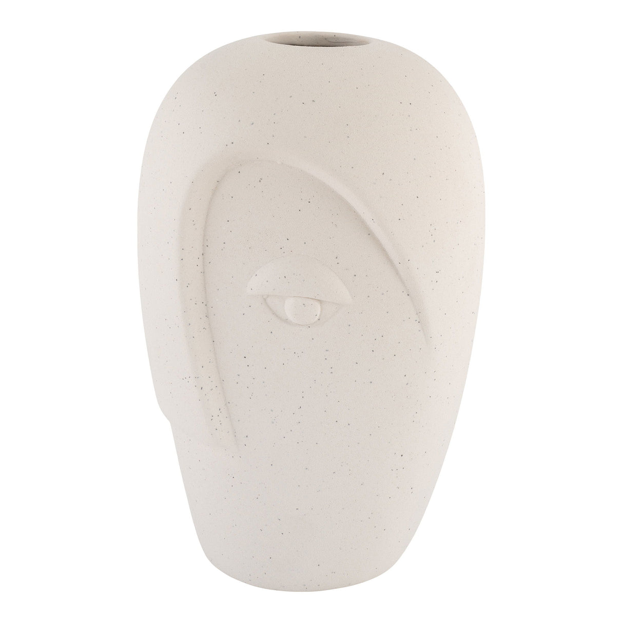 Vase – Sandfarbene Keramik, Skulpturales Gesicht, Mattes Finish - Gesicht | House Nordic
