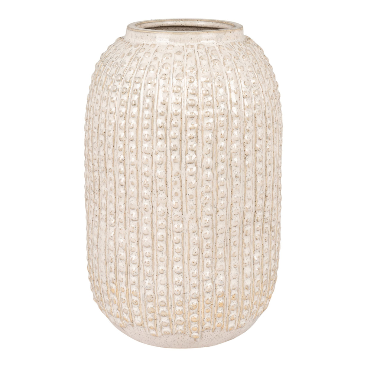 Vase – Beiges Steinzeug, Strukturierte Oberfläche, 25,5 cm Höhe | House Nordic