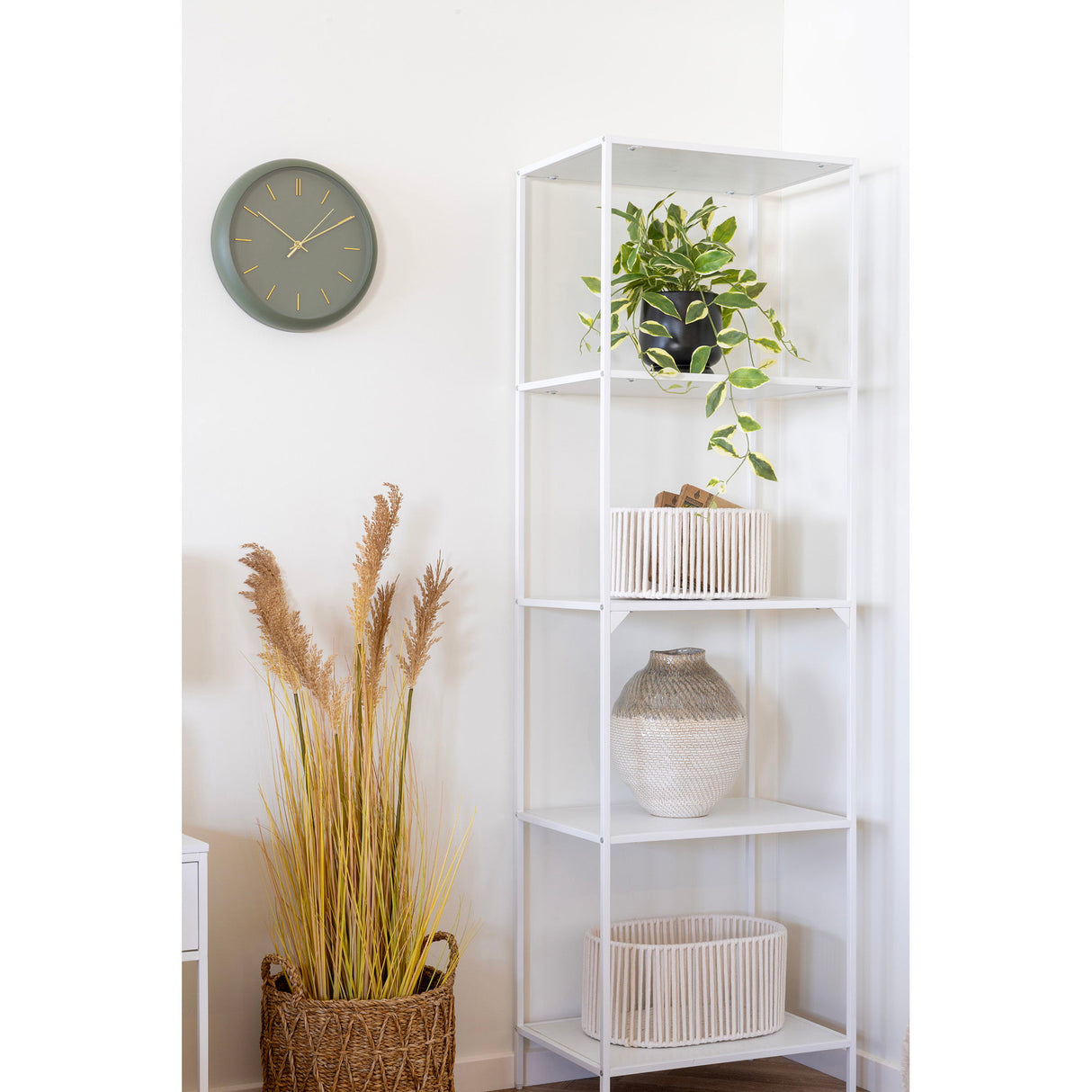 Vase – Keramikmaterial, Weiß-Grüne Struktur, 30,5 cm Höhe - Vase | House Nordic