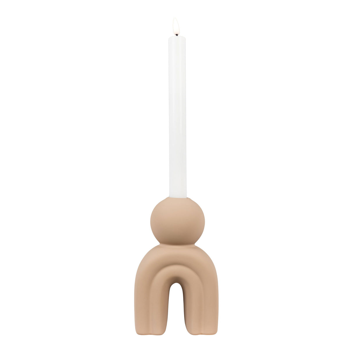 Kerzenständer – Braunes Steinzeug, skulpturale Bogenform, 17 cm hoch - Candle Holder | House Nordic