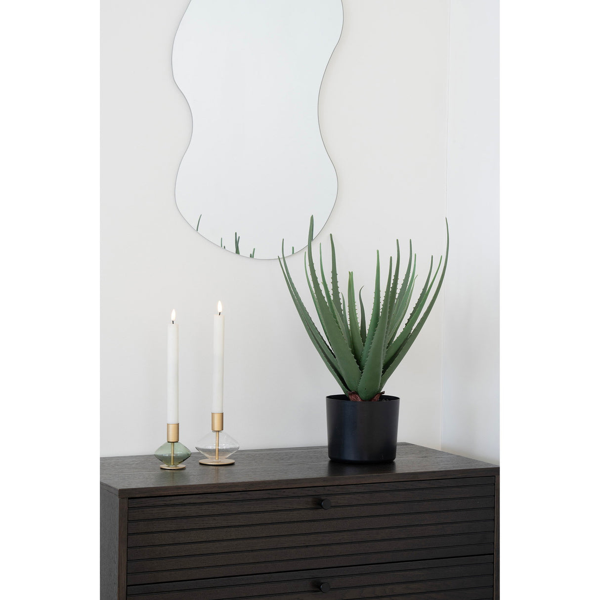 Kerzenhalter – Glas und Metall, Gold und Grün, Set aus 2 | House Nordic