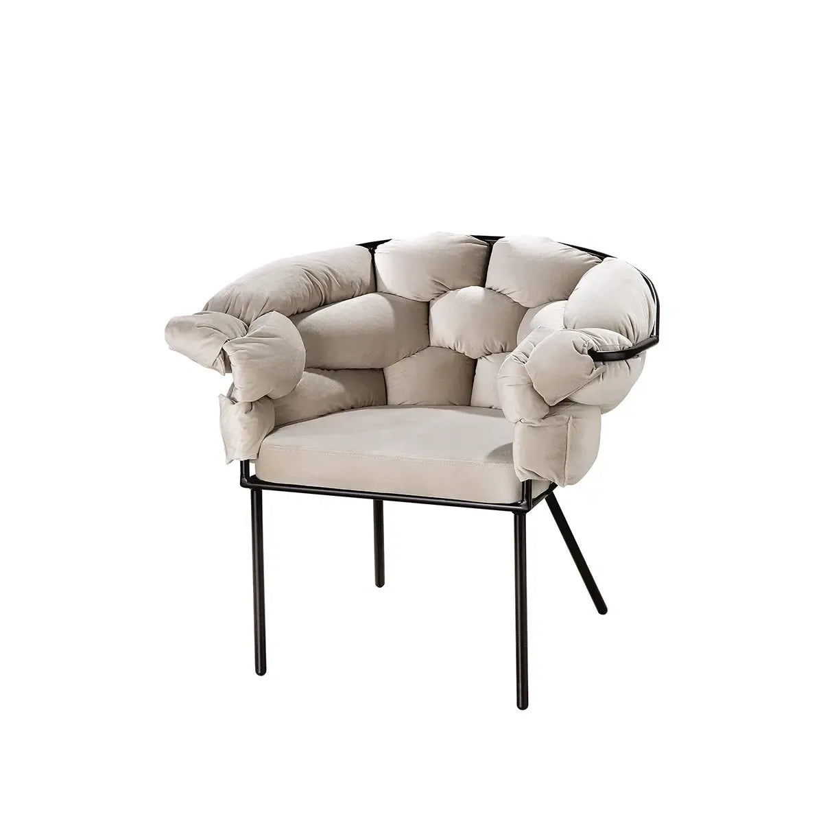 Sessel – Beiges Textil, Schwarzes Metall, Gepolsterter Sitz - Connect | Gilde