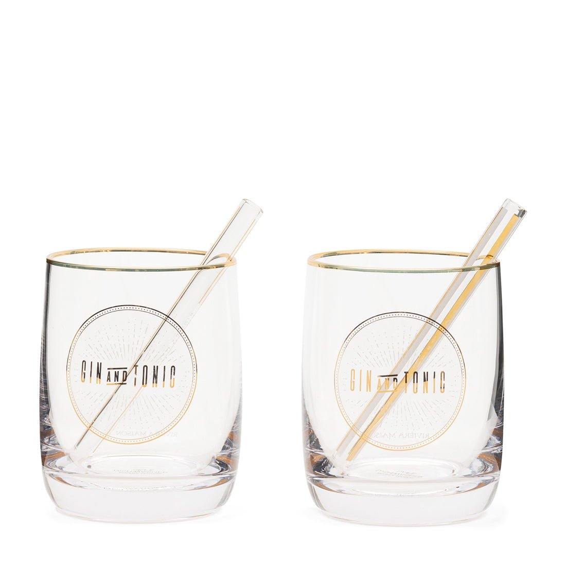 Gin & Tonic Glas Set mit Strohhalmen – Le Club | Rivièra Maison - Esszett Luxury | Stilvolles Wohnen mit Charakter