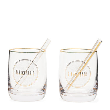 Gin & Tonic Glas Set mit Strohhalmen – Le Club | Rivièra Maison - Esszett Luxury | Stilvolles Wohnen mit Charakter