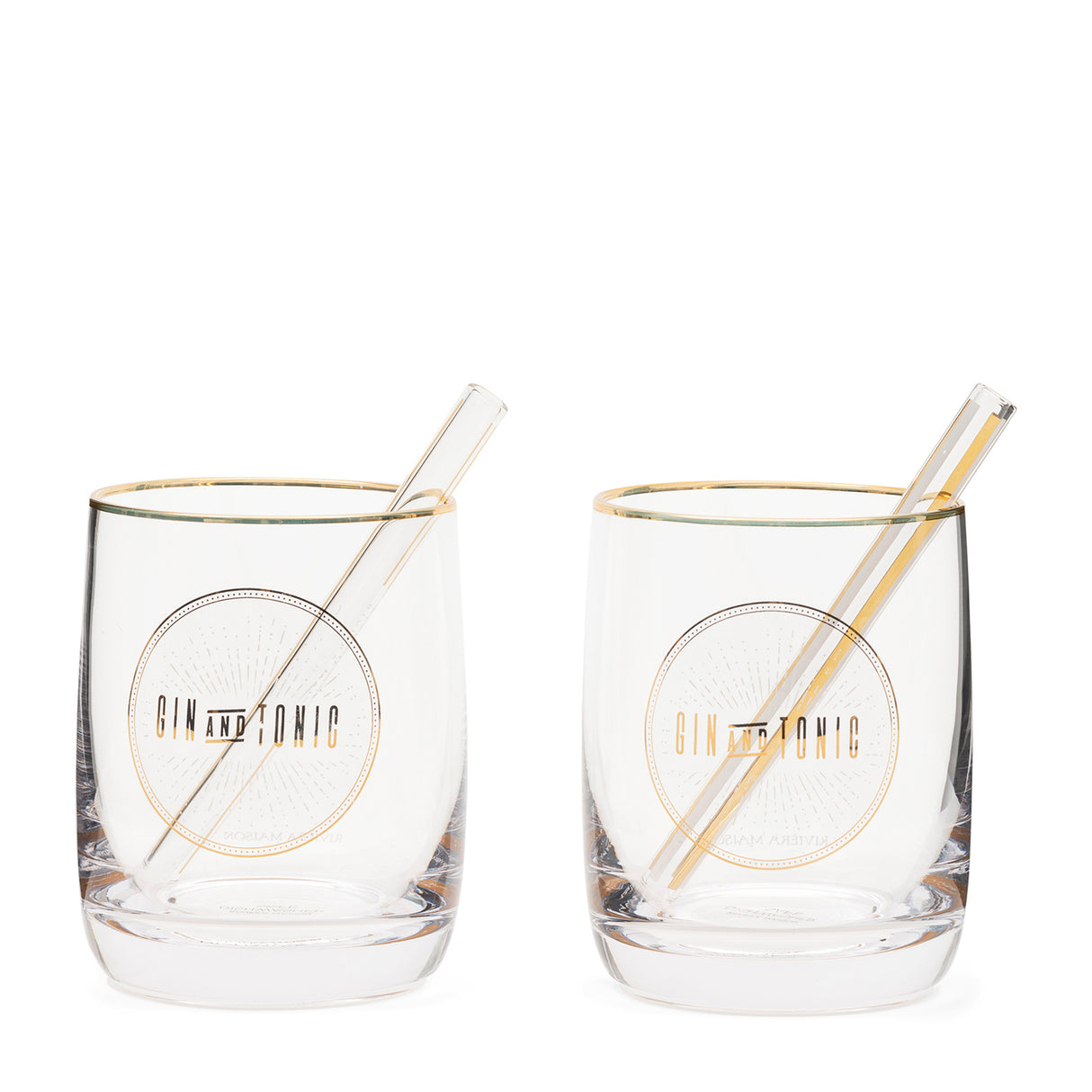 Gin & Tonic Glas Set mit Strohhalmen – Le Club | Rivièra Maison - Esszett Luxury | Stilvolles Wohnen mit Charakter