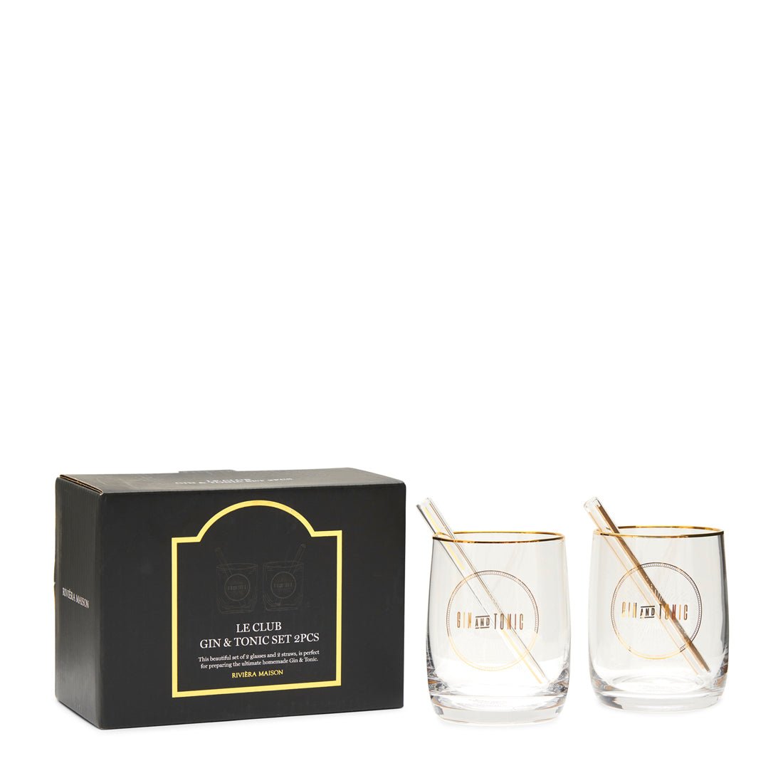 Gin & Tonic Glas Set mit Strohhalmen – Le Club | Rivièra Maison - Esszett Luxury | Stilvolles Wohnen mit Charakter